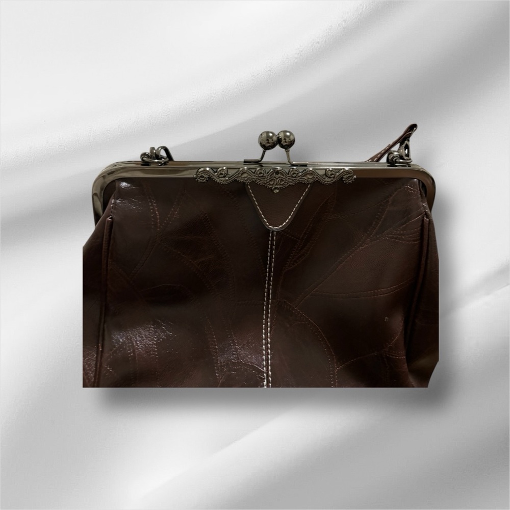 Crossbody Bag with Long Adjustable Strap and Short Hand Strap W Brown/Dark Gray - Picture 2 of 13